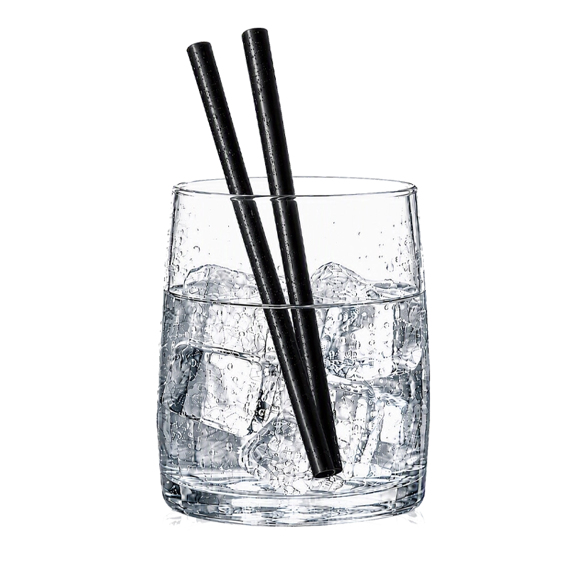 HOM-JCABLK7.75W Black Color Jumbo Straw 7.75" X 6mm Wrapped
